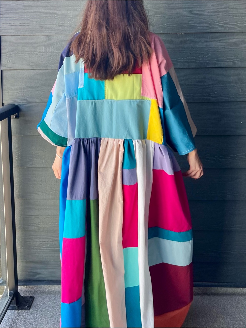 Handmade Quilted Patchwork Colorblock Dress SKU 05034 - Picture 5 of 16